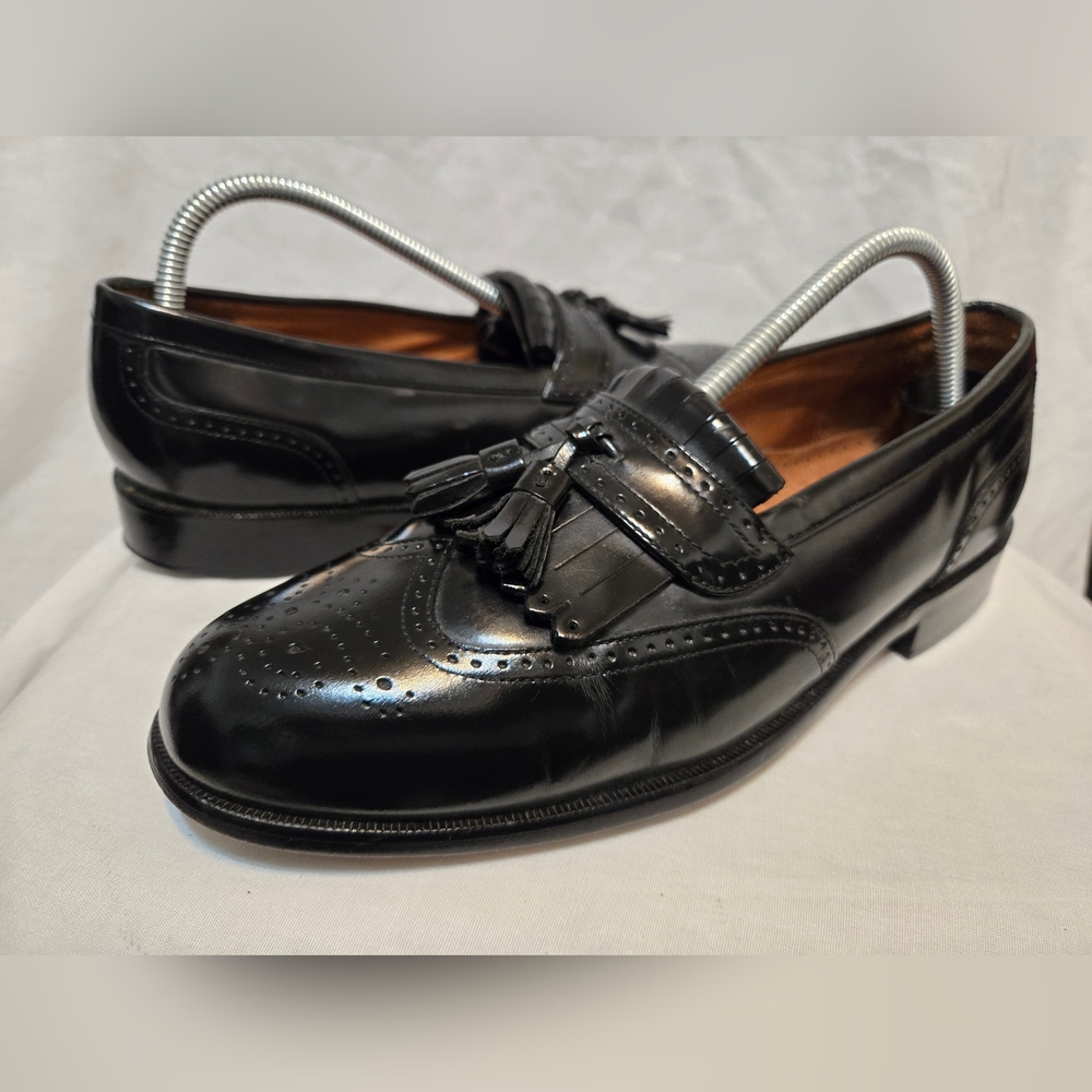 Bostonian Classics Mens First Flex Tassel Wing Tip Loafers Sz 8.5 M Black 20370